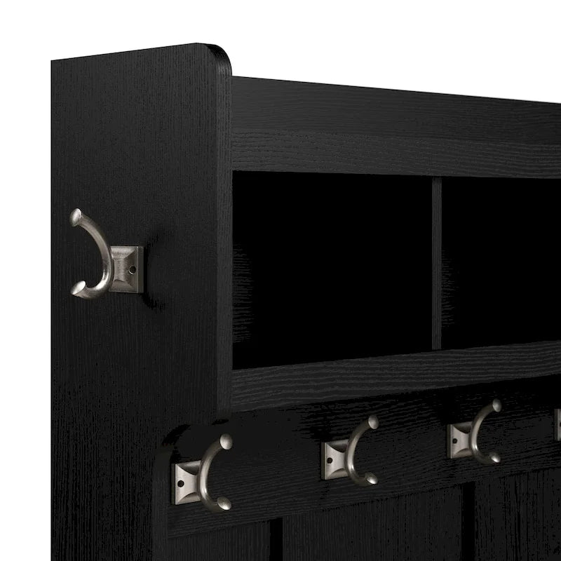 Portemanteau d'entrée avec banc à chaussures, patères et tiroir à extension complète