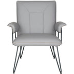 Fauteuil en cuir synthétique gris style Mid-Century avec pieds en acier