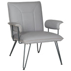 Fauteuil en cuir synthétique gris style Mid-Century avec pieds en acier