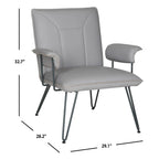 Fauteuil en cuir synthétique gris style Mid-Century avec pieds en acier