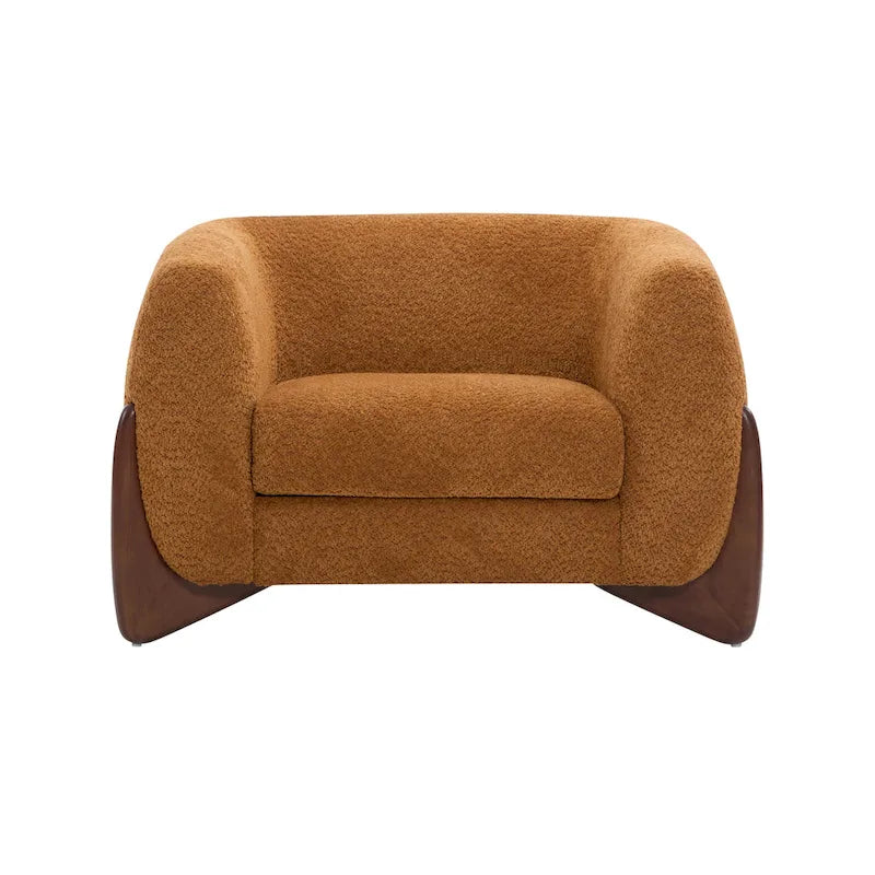Fauteuil club moderne rembourré en bouclé avec siège à ressorts ensachés
