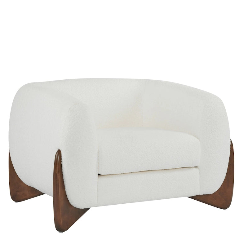 Fauteuil club moderne rembourré en bouclé avec siège à ressorts ensachés