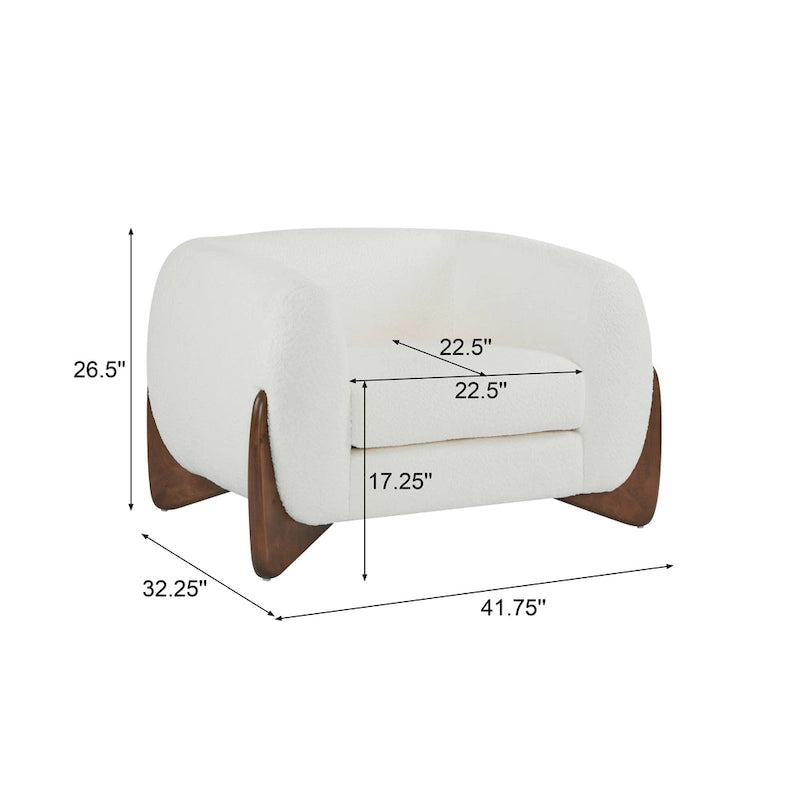 Fauteuil club moderne rembourré en bouclé avec siège à ressorts ensachés