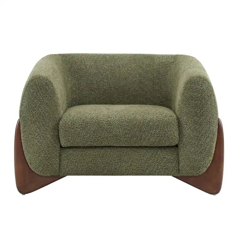 Fauteuil club moderne rembourré en bouclé avec siège à ressorts ensachés