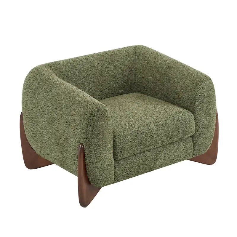 Fauteuil club moderne rembourré en bouclé avec siège à ressorts ensachés