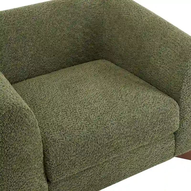 Fauteuil club moderne rembourré en bouclé avec siège à ressorts ensachés
