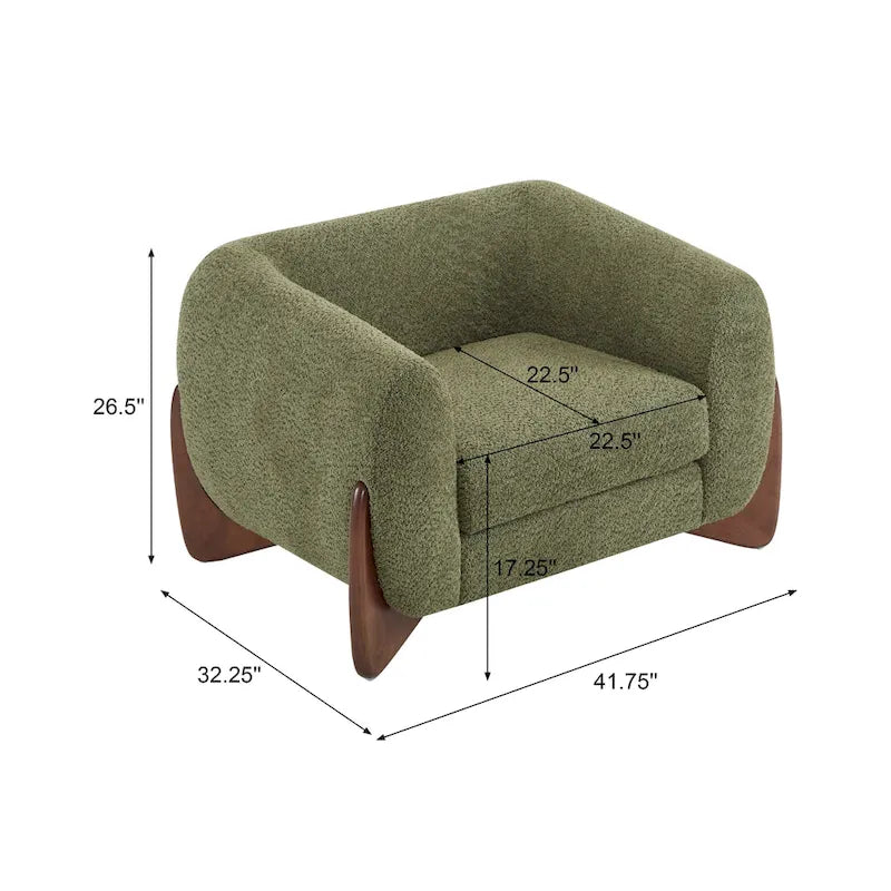 Fauteuil club moderne rembourré en bouclé avec siège à ressorts ensachés