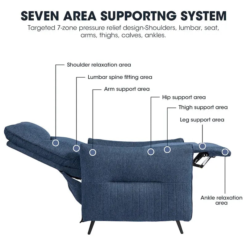 Fauteuil inclinable en tissu de 104 cm de haut avec dossier ergonomique segmenté