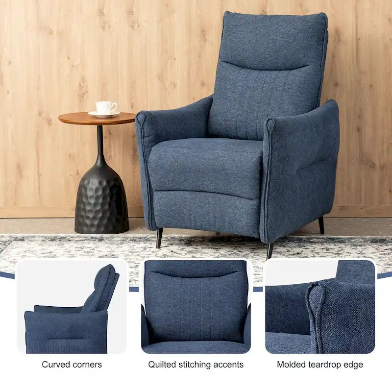 Fauteuil inclinable en tissu de 104 cm de haut avec dossier ergonomique segmenté