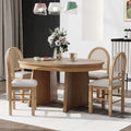 Ensemble de salle à manger rond 5 pièces pour 4 personnes, ensemble table de salle à manger extensible rétro avec 4 chaises rembourrées, ensemble table et chaises de cuisine