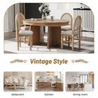 Ensemble de salle à manger rond 5 pièces pour 4 personnes, ensemble table de salle à manger extensible rétro avec 4 chaises rembourrées, ensemble table et chaises de cuisine