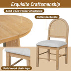 Ensemble de salle à manger rond 5 pièces pour 4 personnes, ensemble table de salle à manger extensible rétro avec 4 chaises rembourrées, ensemble table et chaises de cuisine