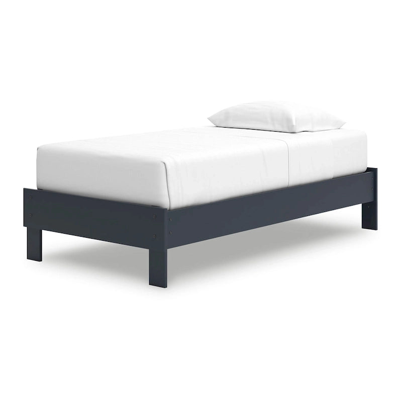 Lit plateforme pour jumeaux – Cadre en bois bleu marine style Shaker, sans sommier à ressorts