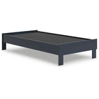Lit plateforme pour jumeaux – Cadre en bois bleu marine style Shaker, sans sommier à ressorts