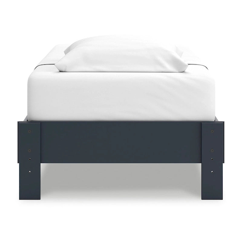 Lit plateforme pour jumeaux – Cadre en bois bleu marine style Shaker, sans sommier à ressorts