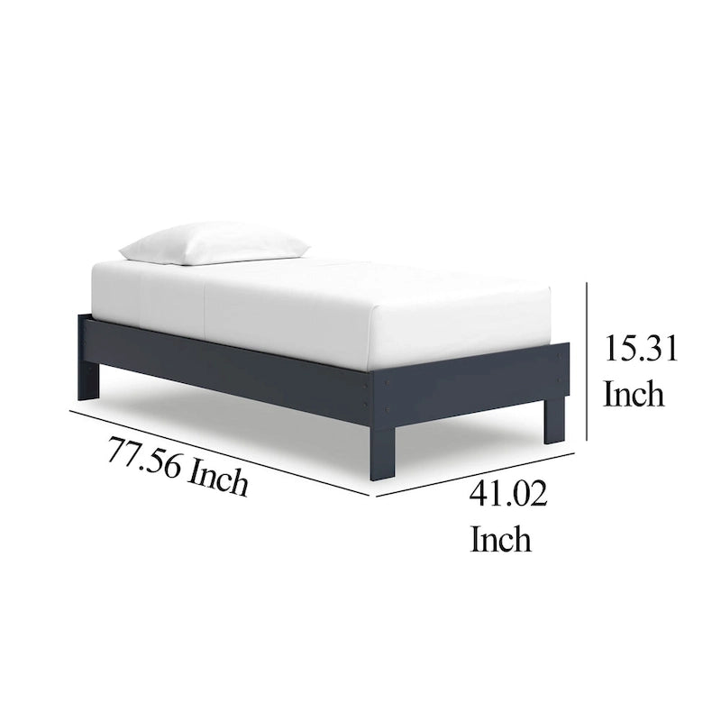 Lit plateforme pour jumeaux – Cadre en bois bleu marine style Shaker, sans sommier à ressorts
