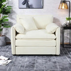 Fauteuil modulaire en chenille avec poches de rangement et coussin décoratif