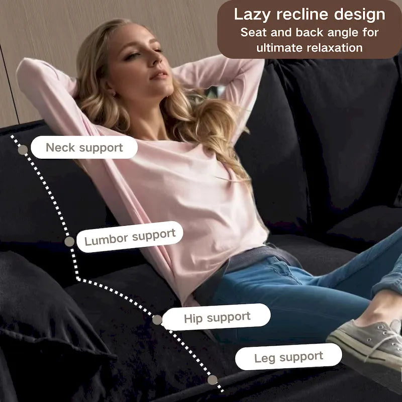 Fauteuil modulaire en chenille avec poches de rangement et coussin décoratif