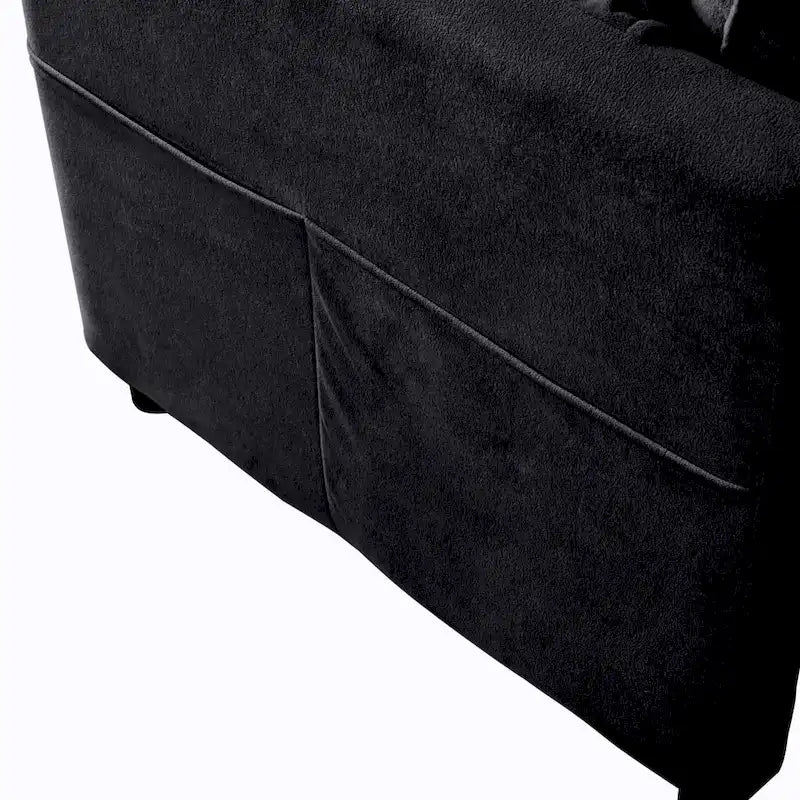 Fauteuil modulaire en chenille avec poches de rangement et coussin décoratif