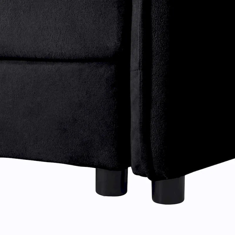Fauteuil modulaire en chenille avec poches de rangement et coussin décoratif