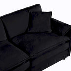 Fauteuil modulaire en chenille avec poches de rangement et coussin décoratif