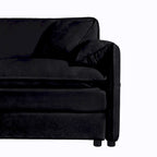 Fauteuil modulaire en chenille avec poches de rangement et coussin décoratif