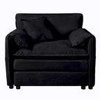 Fauteuil modulaire en chenille avec poches de rangement et coussin décoratif