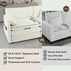 Fauteuil modulaire en chenille avec poches de rangement et coussin décoratif