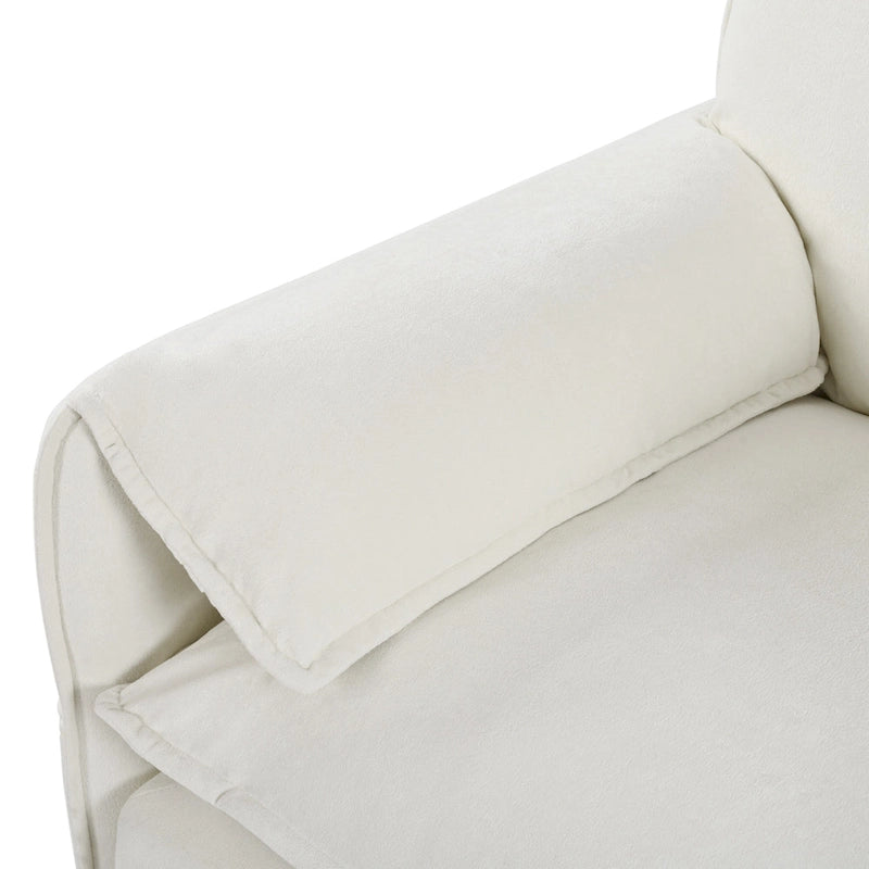 Fauteuil modulaire en chenille avec poches de rangement et coussin décoratif