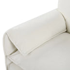 Fauteuil modulaire en chenille avec poches de rangement et coussin décoratif