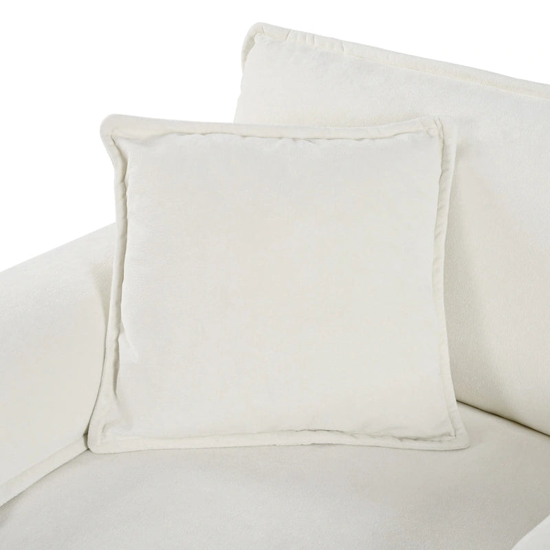 Fauteuil modulaire en chenille avec poches de rangement et coussin décoratif
