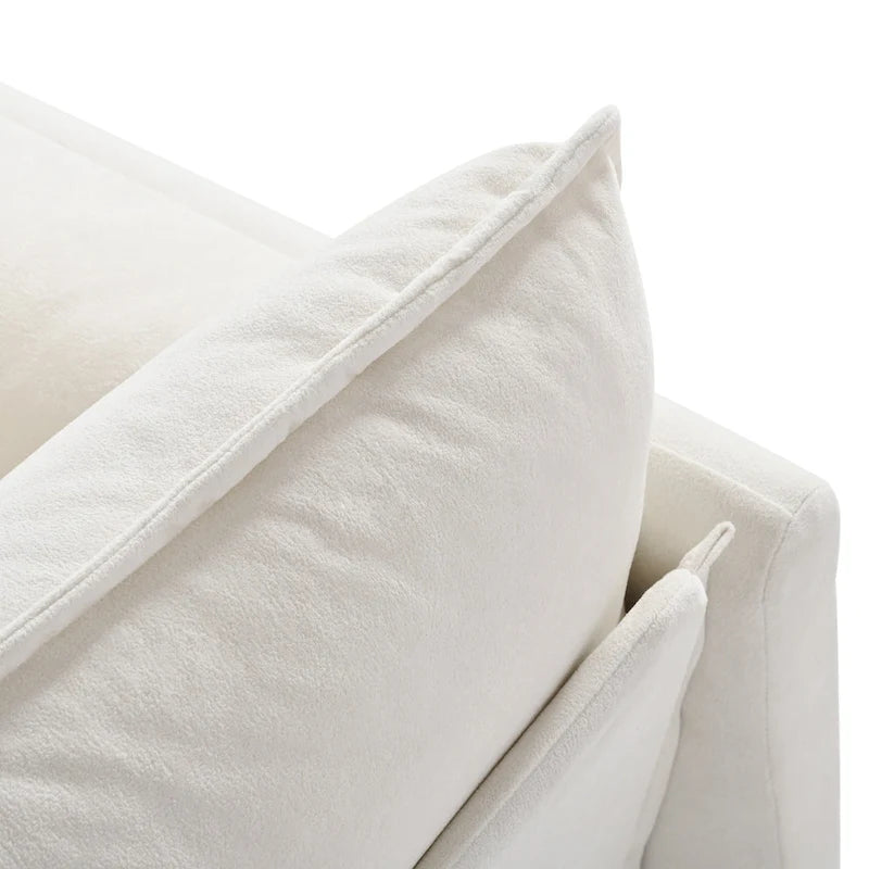Fauteuil modulaire en chenille avec poches de rangement et coussin décoratif