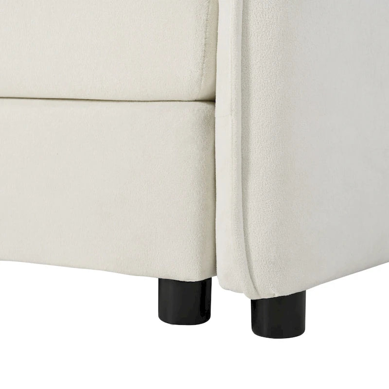 Fauteuil modulaire en chenille avec poches de rangement et coussin décoratif