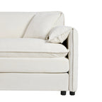 Fauteuil modulaire en chenille avec poches de rangement et coussin décoratif