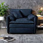 Fauteuil modulaire en chenille avec poches de rangement et coussin décoratif