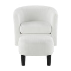 Fauteuil d'appoint pivotant à 360° en velours côtelé avec pouf – Cadre en bois d'hévéa