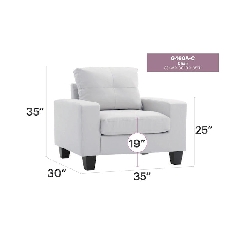 Fauteuil d'appoint à coussins déhoussables – 35L x 32l x 36H