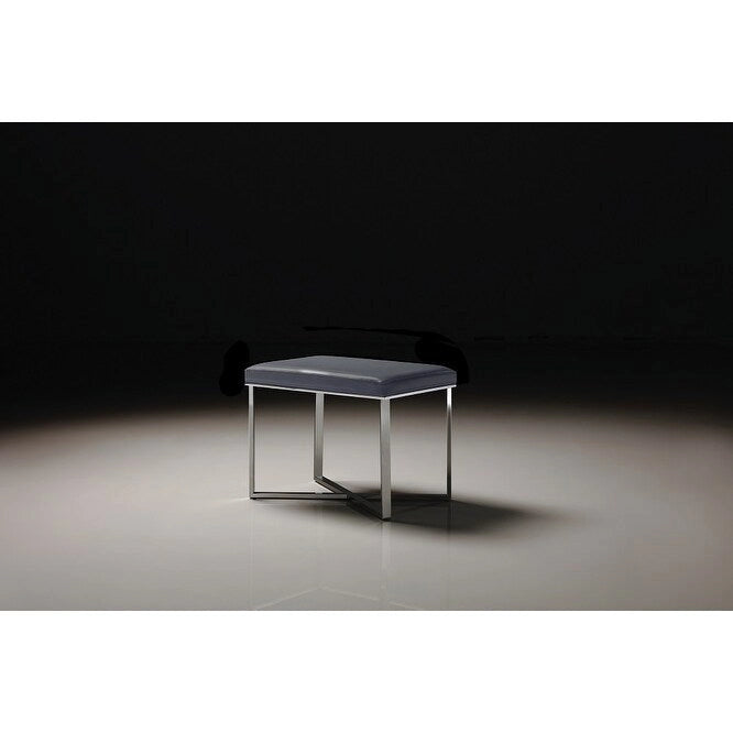 Banc en similicuir avec piètement en acier inoxydable et mousse haute densité