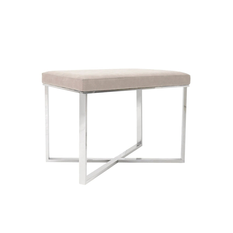 Banc en similicuir avec piètement en acier inoxydable et mousse haute densité