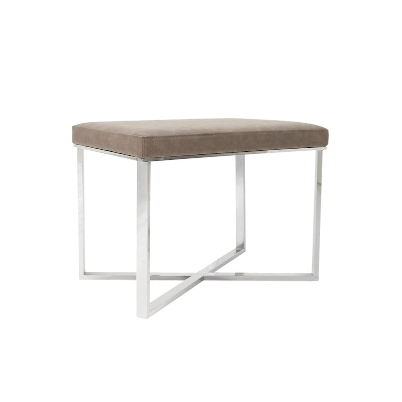 Banc en similicuir avec piètement en acier inoxydable et mousse haute densité