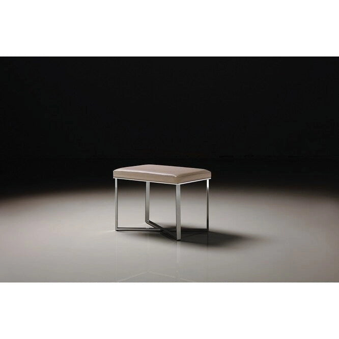 Banc en similicuir avec piètement en acier inoxydable et mousse haute densité