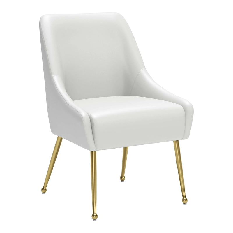 Chaise de salle à manger capitonnée avec pieds en métal doré – Gris