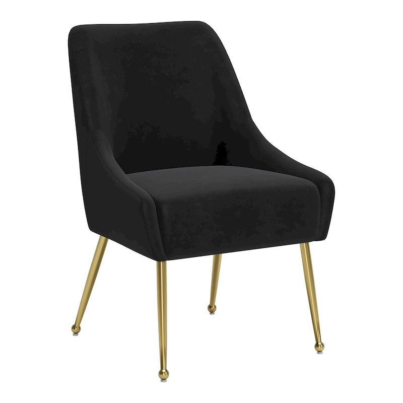 Chaise de salle à manger capitonnée avec pieds en métal doré – Gris
