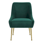 Chaise de salle à manger capitonnée avec pieds en métal doré – Gris