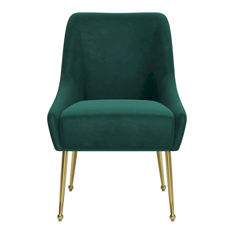 Chaise de salle à manger capitonnée avec pieds en métal doré – Gris