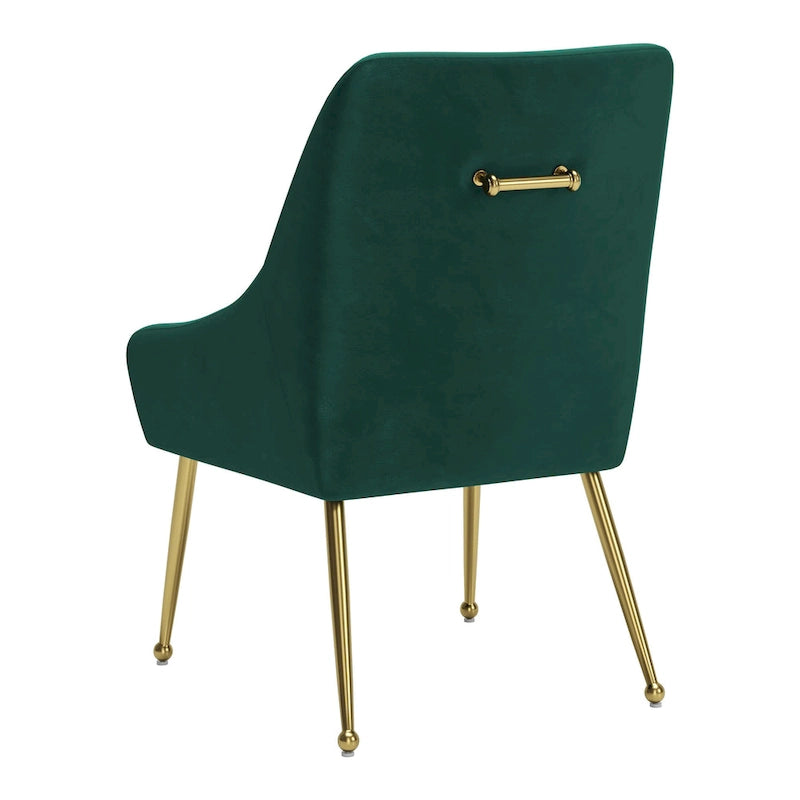 Chaise de salle à manger capitonnée avec pieds en métal doré – Gris