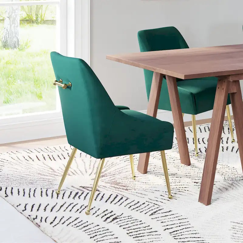 Chaise de salle à manger capitonnée avec pieds en métal doré – Gris