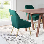 Chaise de salle à manger capitonnée avec pieds en métal doré – Gris