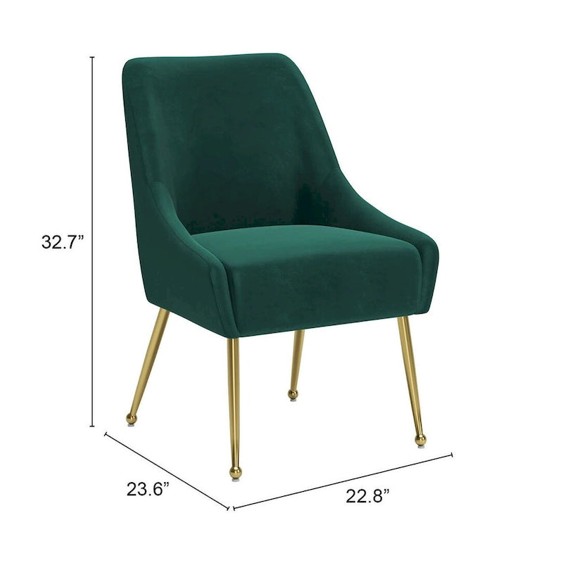 Chaise de salle à manger capitonnée avec pieds en métal doré – Gris