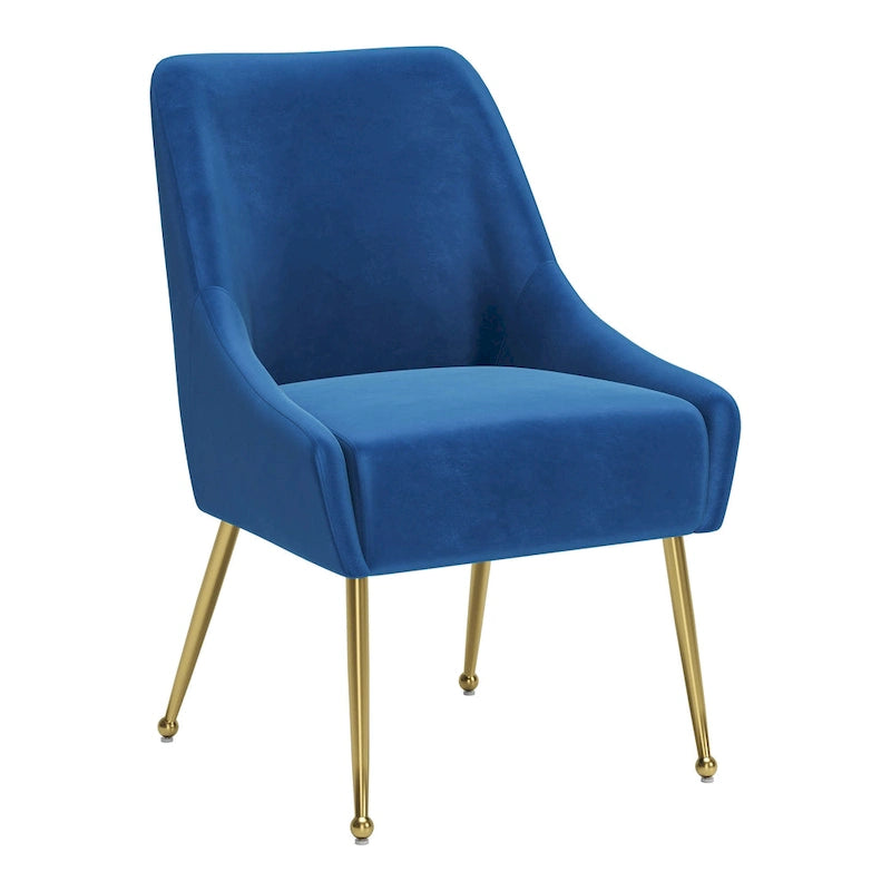 Chaise de salle à manger capitonnée avec pieds en métal doré – Gris